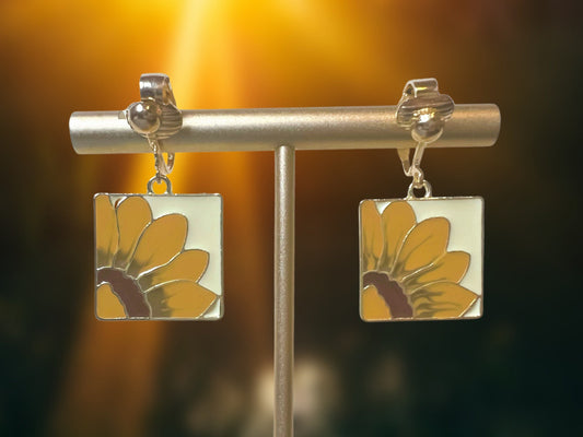 Sunflower Clip On Earrings