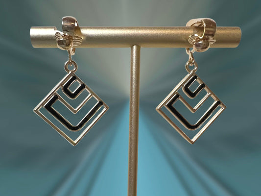Modern Geometric Squares Clip On Earrings