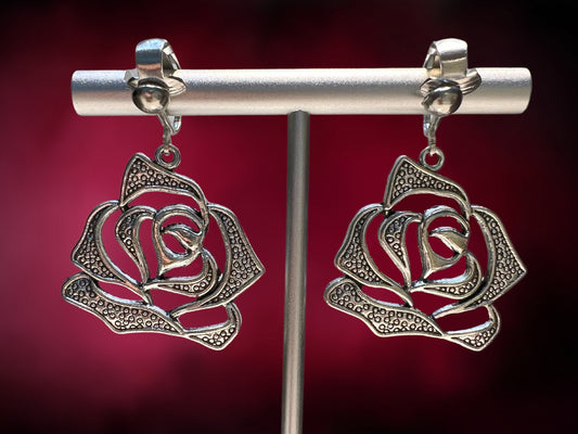 Rose Clip On Earrings