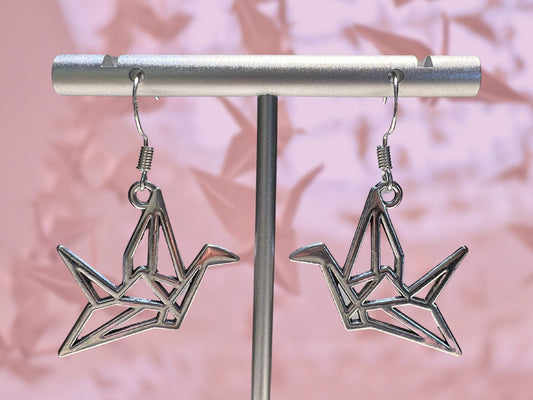 Origami Crane Clip On Earrings