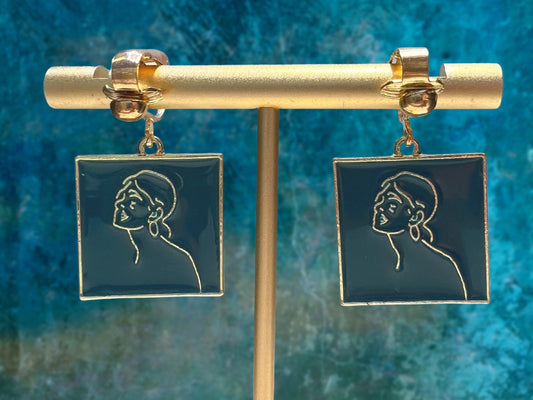 Girl Outline Clip On Earrings