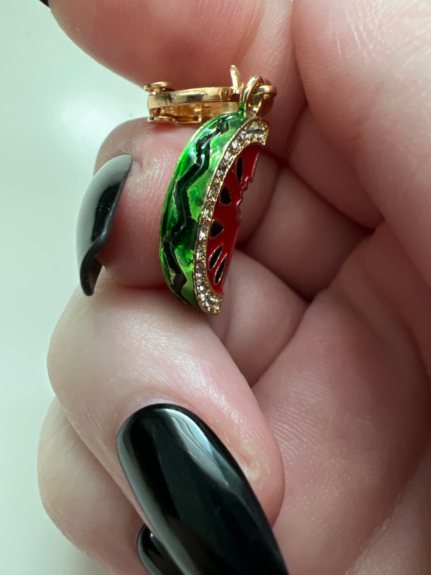 Watermelon Slices Jeweled Clip On Earrings