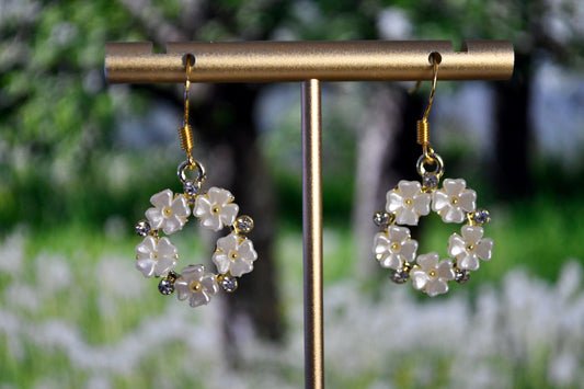 Flower Wreath Clip On Earrings