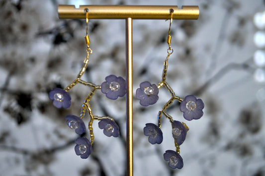 Cherry Blossom Branch Clip On Earrings