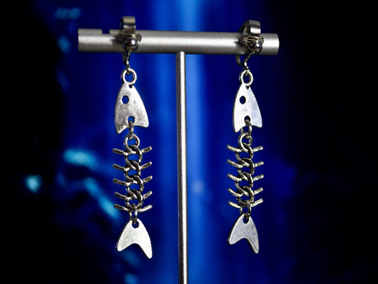 Fish Bones Clip On Earrings