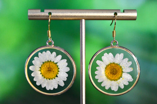 Daisy Resin Flower Clip On Earrings