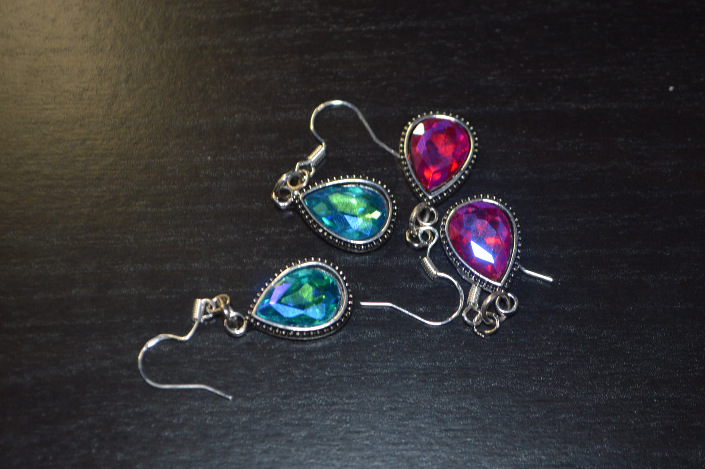 Iridescent Blue Clip On Earrings