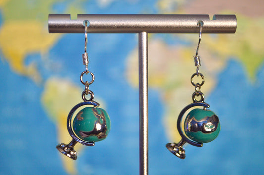 Globe Spinning Clip On Earrings