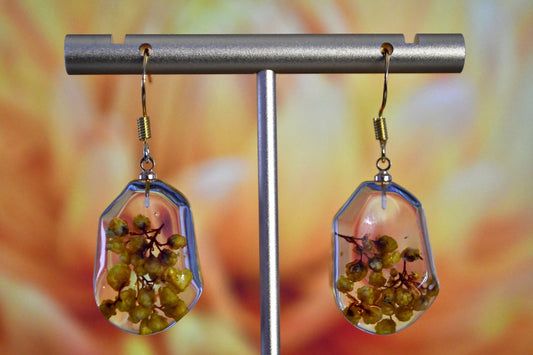 Yellow Clear Resin Flower Clip On Earrings