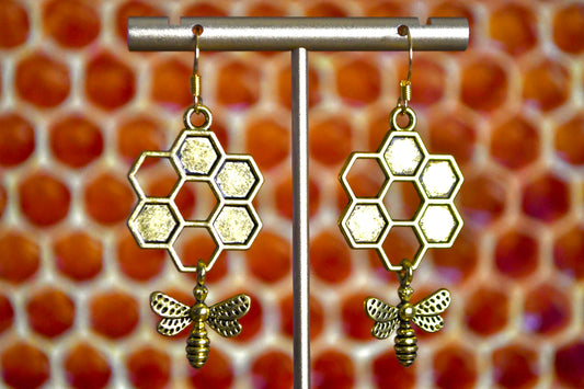 Bee and Hive Clip On Earrings