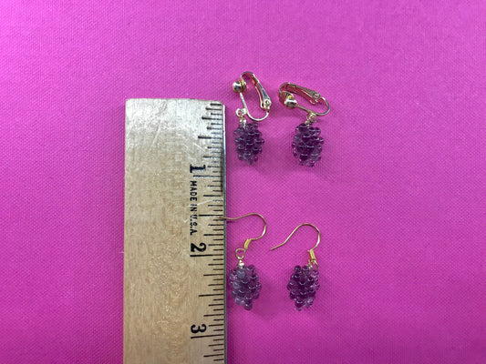 Grapes Clip On Earrings