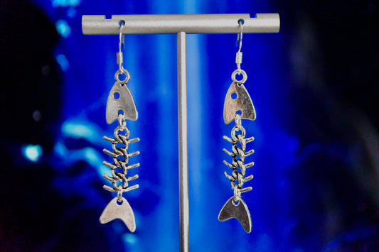 Fish Bones Clip On Earrings