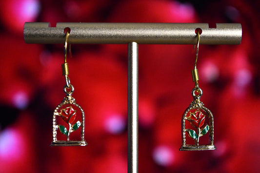Rose Caged Clip On Earrings