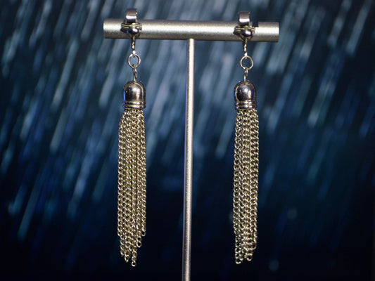 Elegant Silver Dangle Clip On Earrings