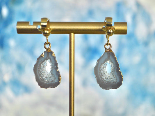 Geode Druzy Clip On Earrings