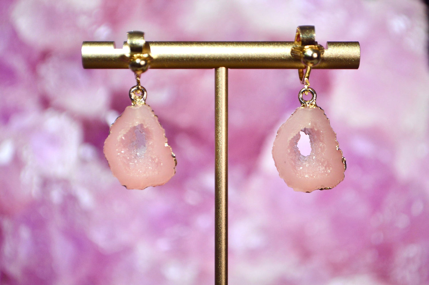 Geode Druzy Clip On Earrings