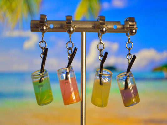 Tropical Drinks Clip On Earrings