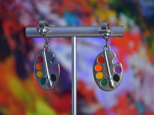 Artist Palette Clip On Earrings