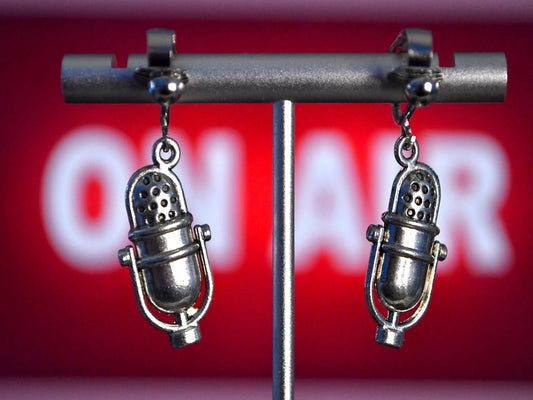 Radio Microphone Clip On Earrings