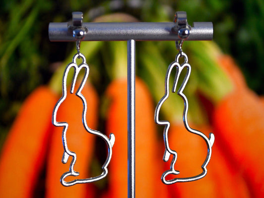 Rabbit Outline Clip On Earrings