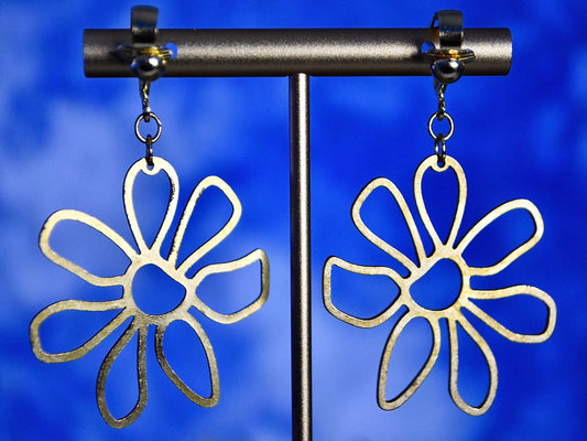 Flower Outline Clip On Earrings
