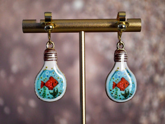 Fish Lightbulb Clip On Earrings