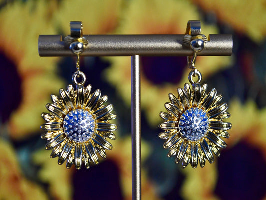 Beautiful Sunflower Clip On Earrings