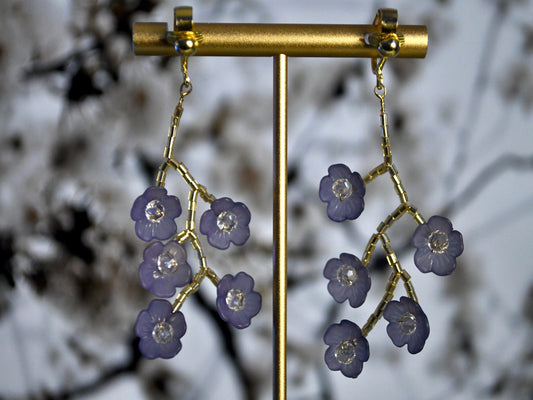 Cherry Blossom Branch Clip On Earrings