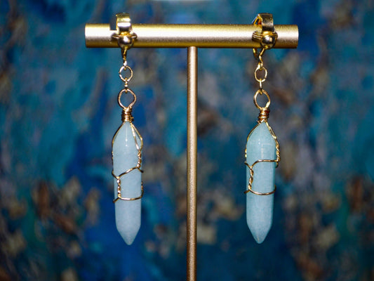 Stone Amazonite Clip On Earrings